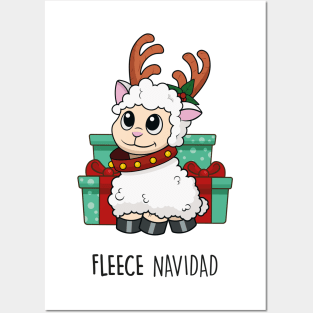 Fleece Navidad | Cute Christmas Pun Tshirt | Sheep Joke Posters and Art